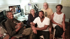 Lonnie-Holley-his-son-Ezekiel-Producers-Amy-Linton-George-King-and-Charmaine-Minniefield